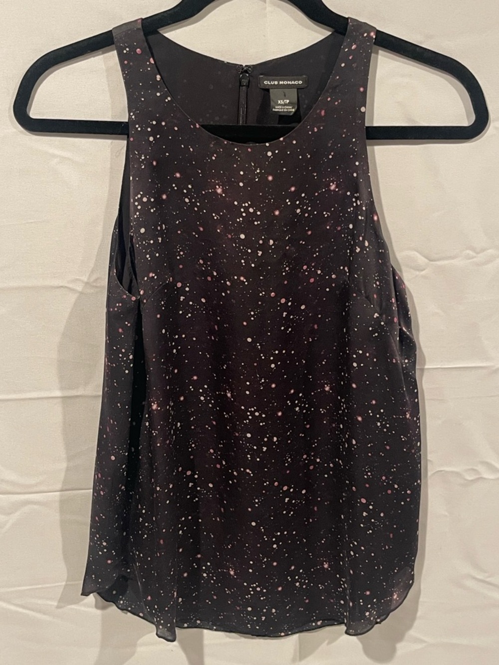Club Monaco Black Sleeveless Galaxy Speckled Camisole with Under Camisole